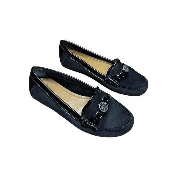 Coach Black Fonda Suede Slip On Flat Loafers A2934 Size 6 - Picture 1 of 8